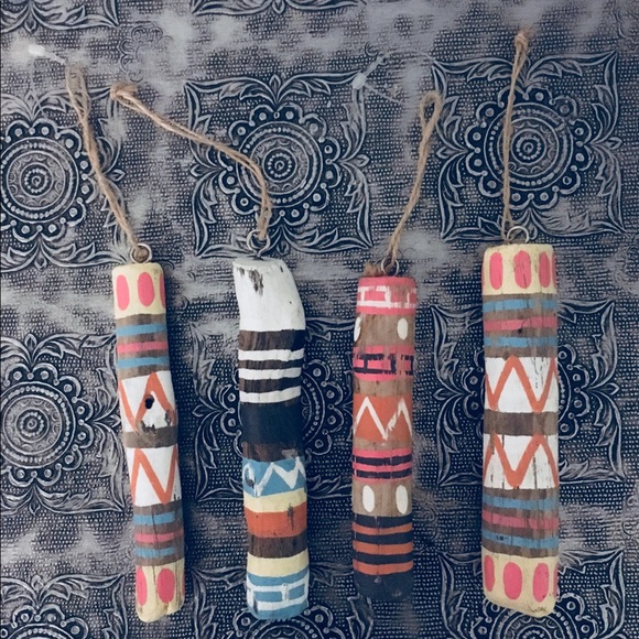 Hand Painted Wooden Sticks Ornament Boho Decor. - Picture 2 of 7